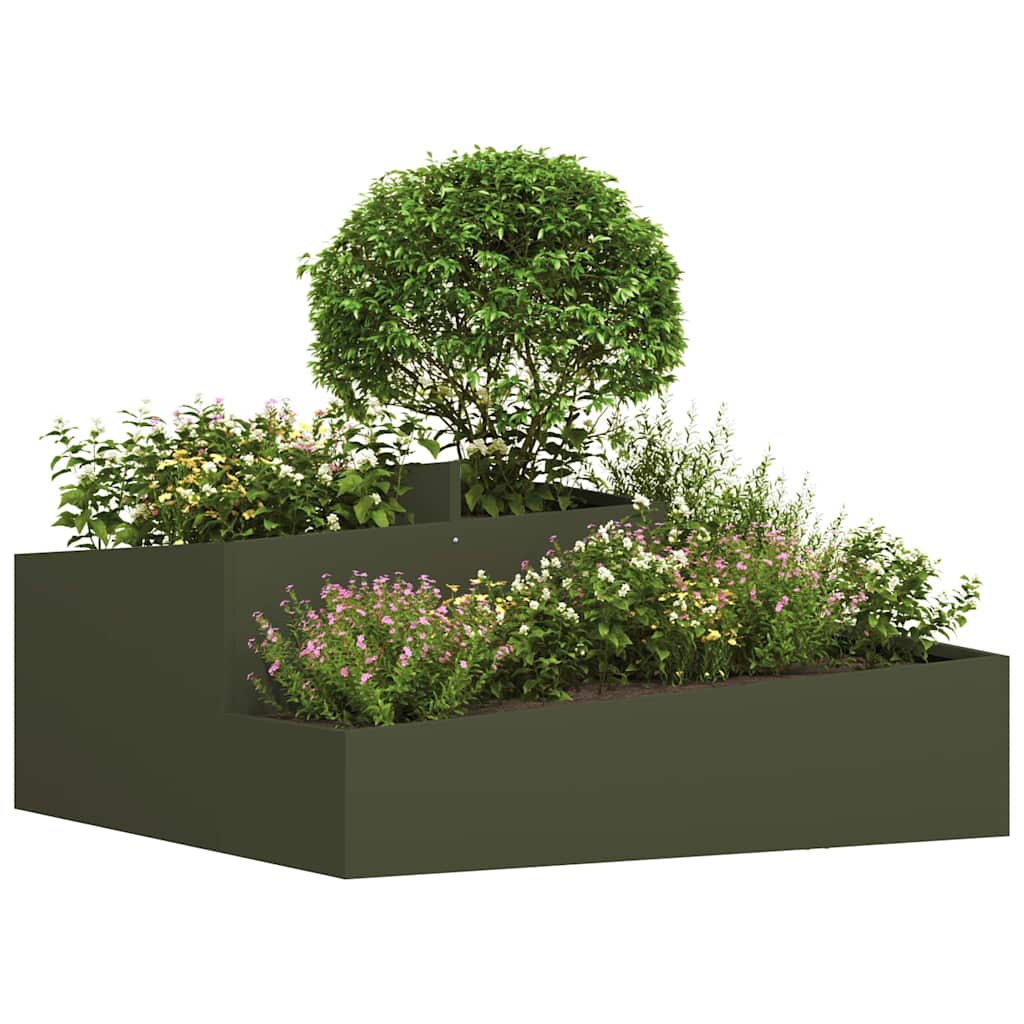 Garden Planter Olive green 100 x 100 x 50 cm Steel