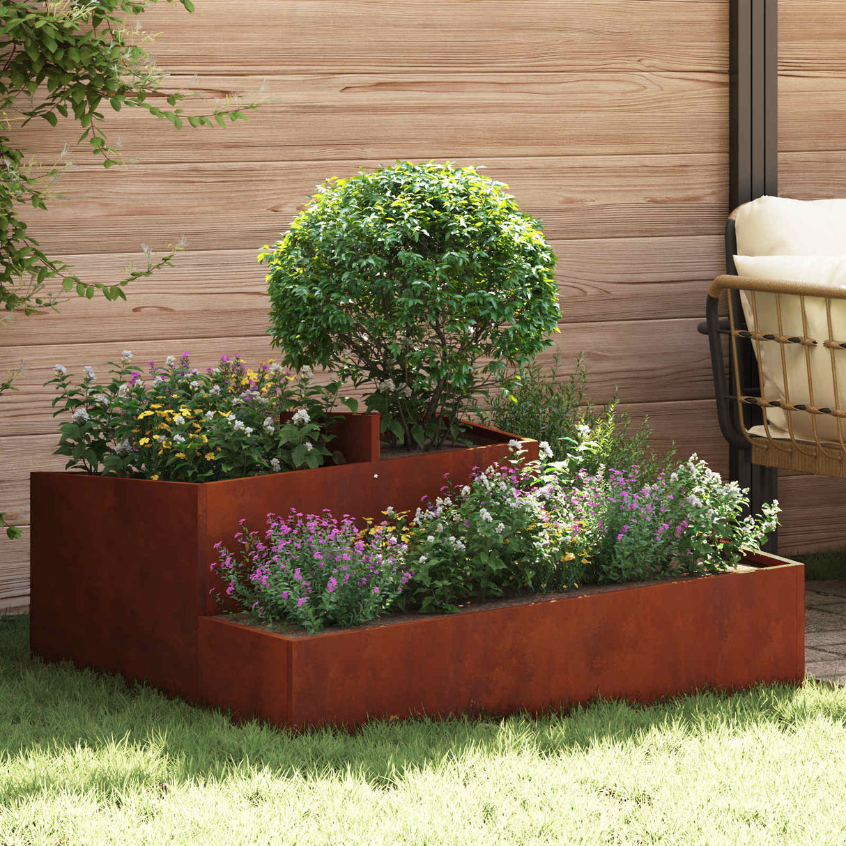 Garden Planter Brown 100 x 100 x 50 cm Weathering Steel