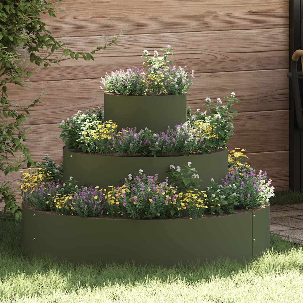 Garden Planter Olive green 90 x 90 x 20 cm Steel