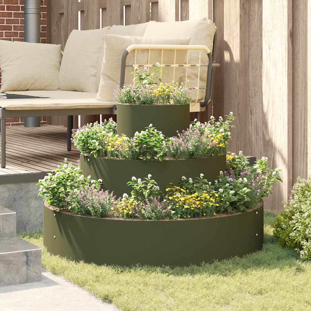 Garden Planter Olive green 90 x 90 x 20 cm Steel