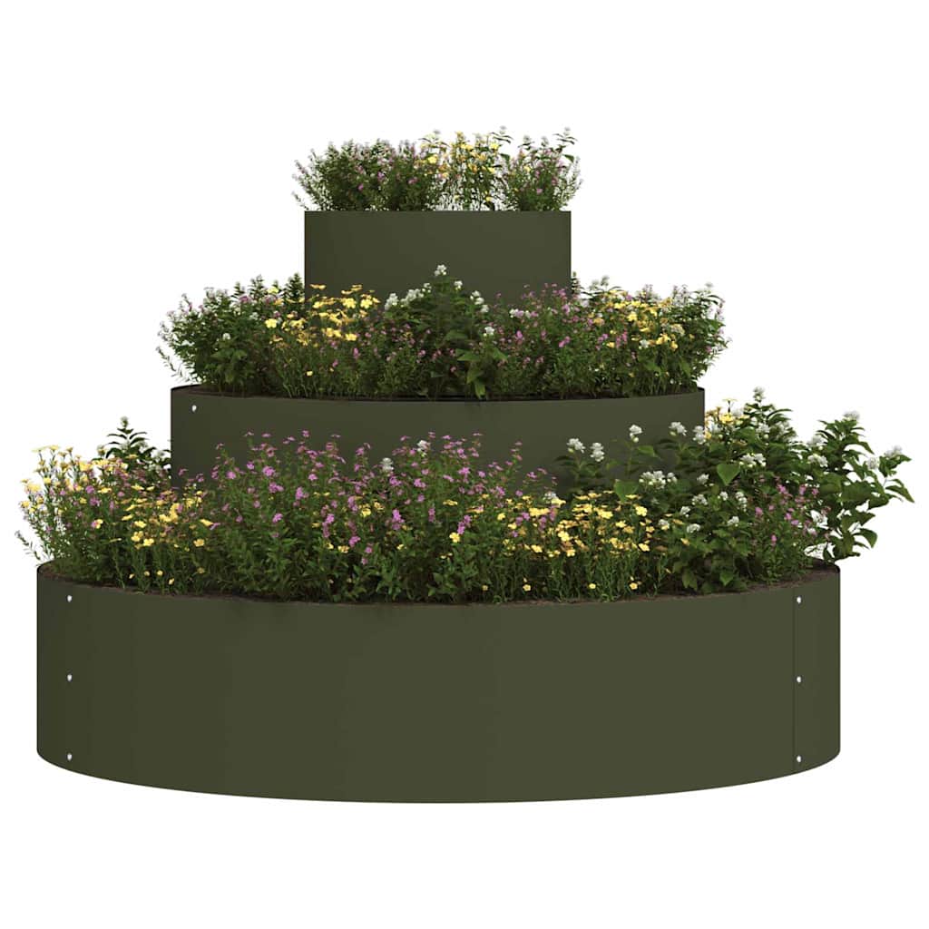 Garden Planter Olive green 90 x 90 x 20 cm Steel