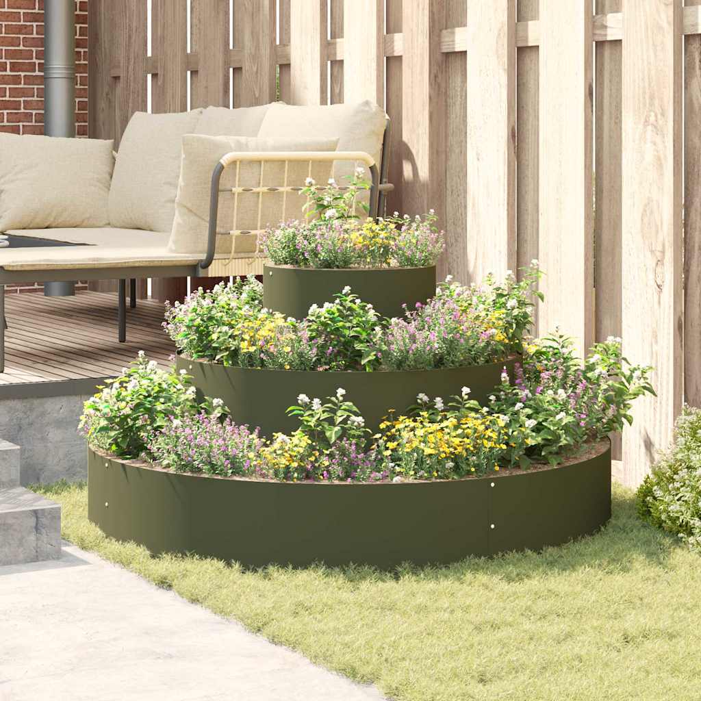 Garden Planter Olive green 120 x 120 x 20 cm Steel