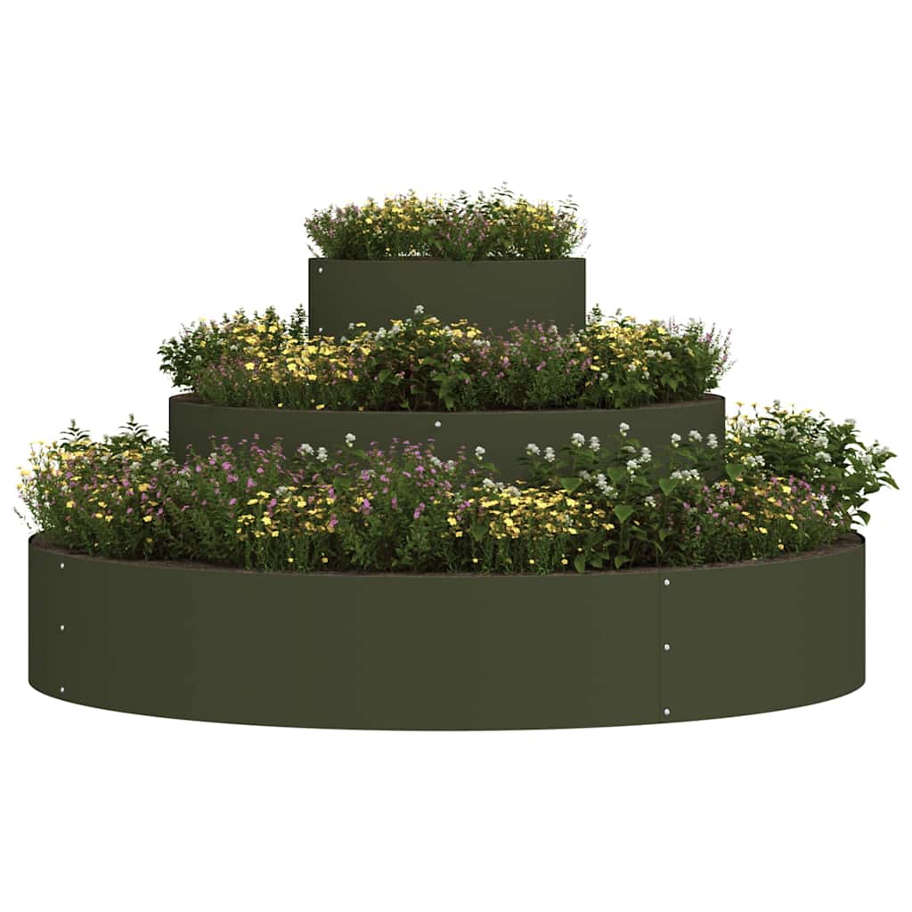 Garden Planter Olive green 120 x 120 x 20 cm Steel