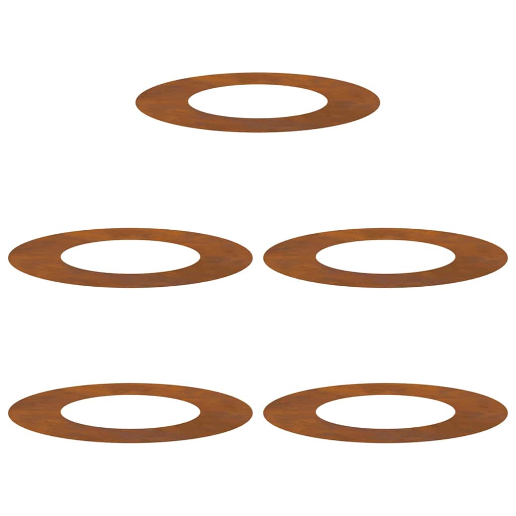 Flat Tree Rings 5 pcs Brown Ø40 / 70 cm Weathering steel