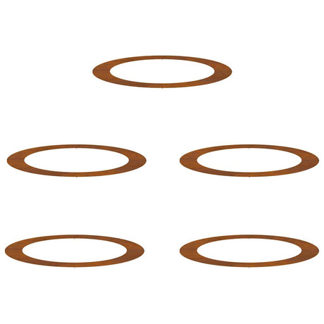 Flat Tree Rings 5 pcs Brown Ø90 / 120 cm Weathering steel
