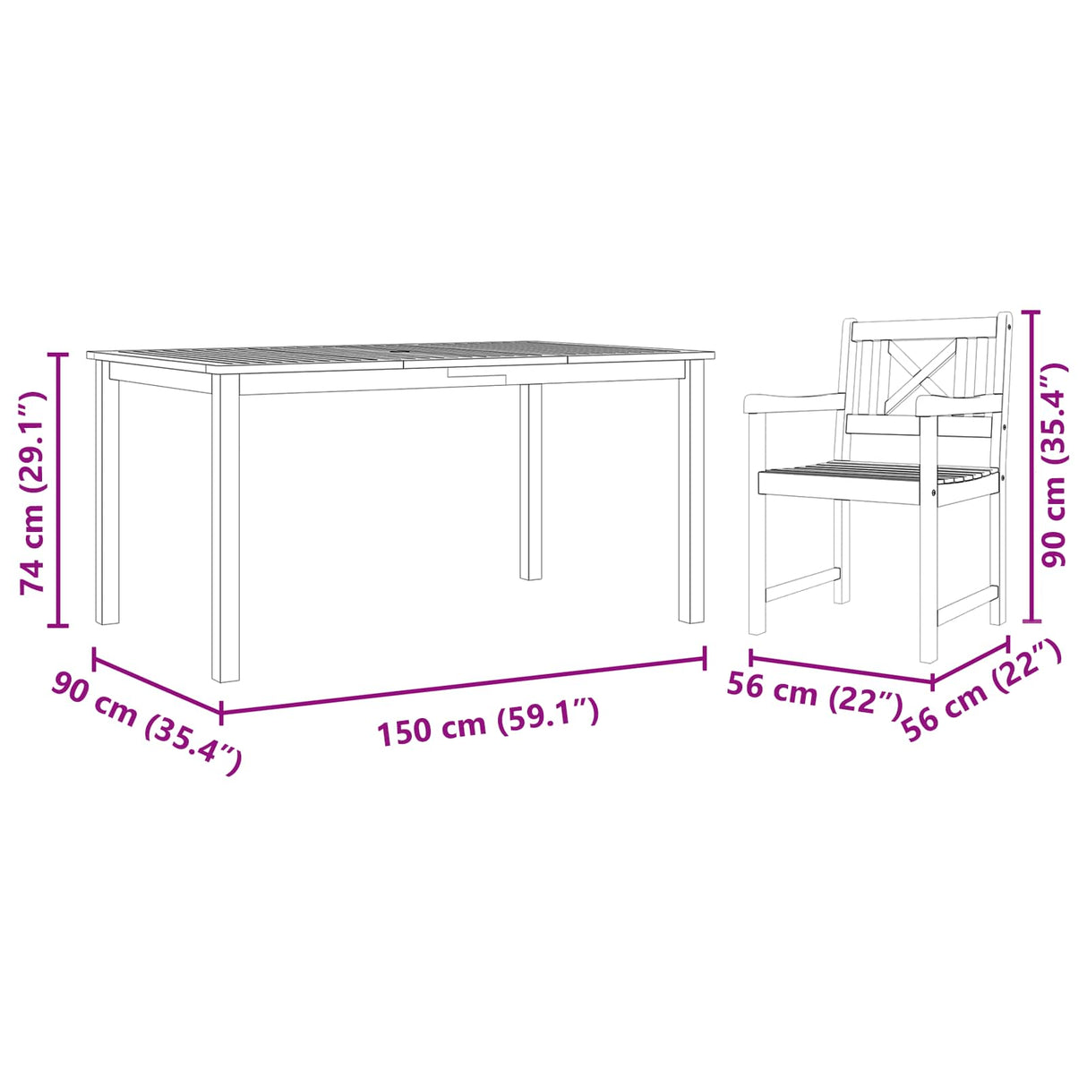 Garden Dining Set 7 pcs Brown Solid Acacia Wood