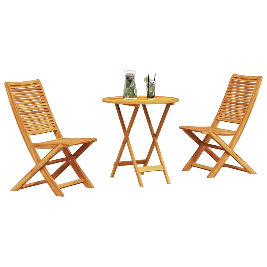 Folding Bistro Set Folding 3 pcs Brown Solid Acacia Wood