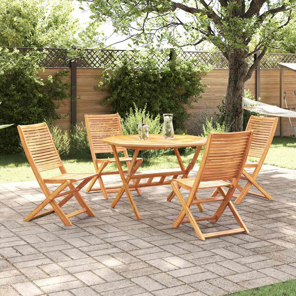 Garden Dining Set Folding 5 pcs Brown Solid acacia wood