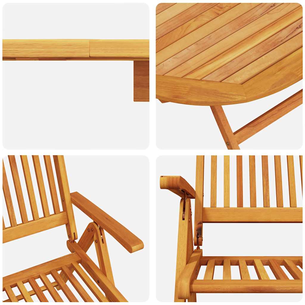 Garden Dining Set Folding 5 pcs Brown Solid acacia wood