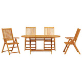 Garden Dining Set Folding 5 pcs Brown Solid acacia wood