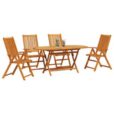 Garden Dining Set Folding 5 pcs Brown Solid acacia wood