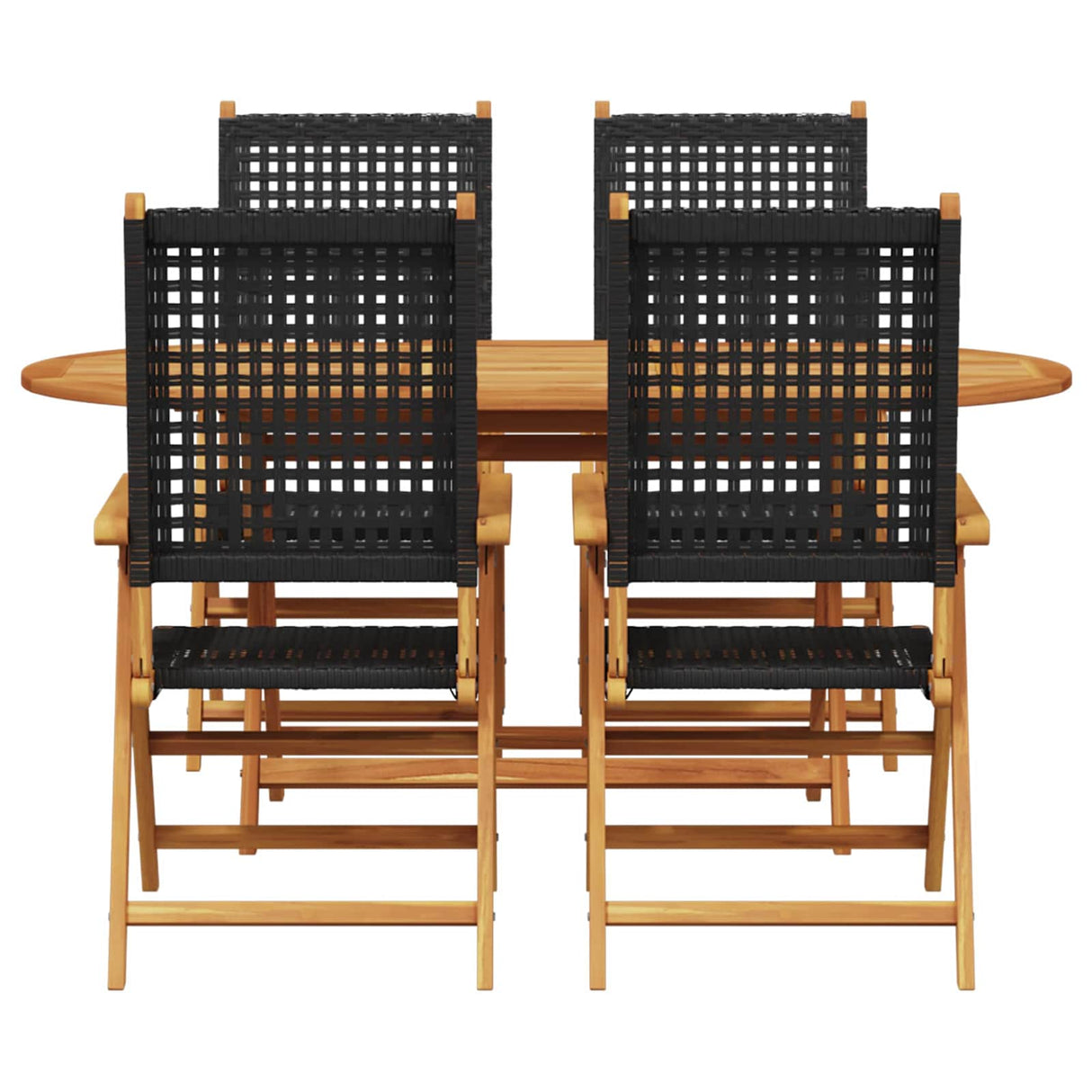 Garden Dining Set Folding 5 pcs Black Solid Acacia Wood