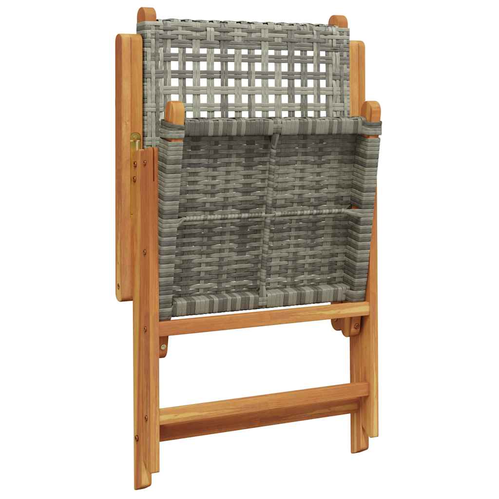 Garden Dining Set 7 pcs Grey Solid acacia wood and poly rattan
