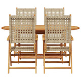 Garden Dining Set 5 pcs Beige Solid acacia wood and poly rattan