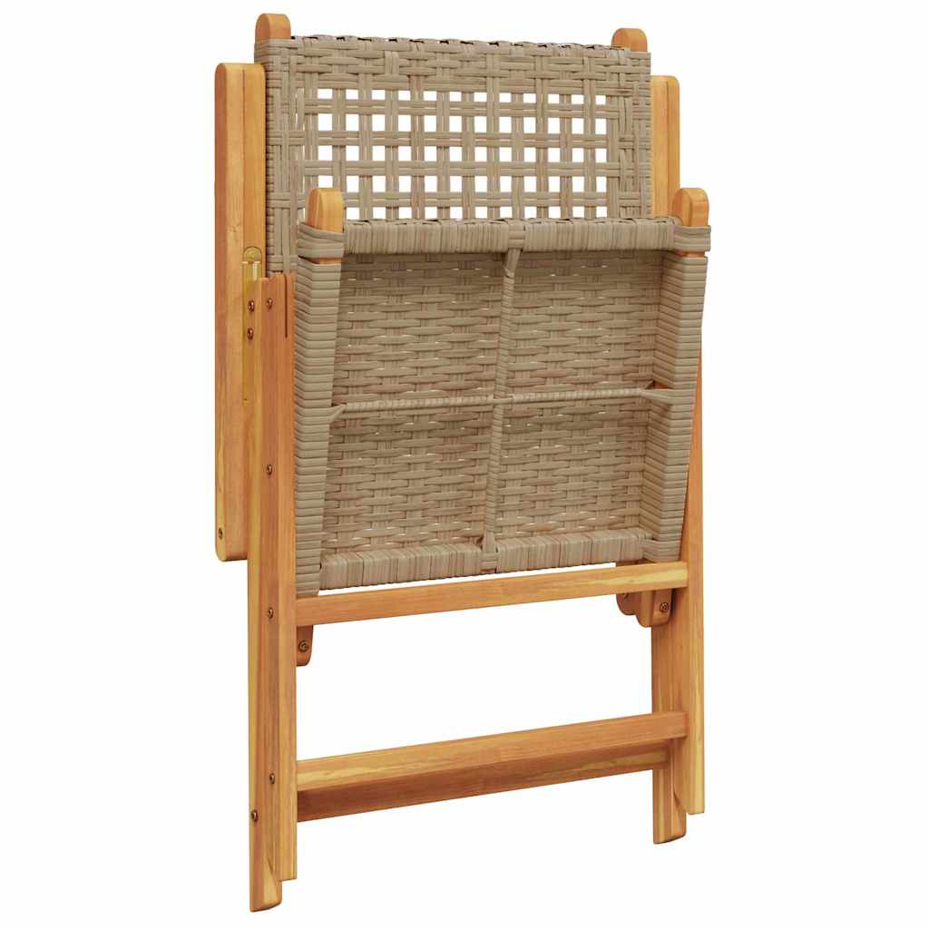 Garden Dining Set 5 pcs Beige Solid acacia wood and poly rattan