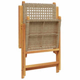 Garden Dining Set 5 pcs Beige Solid acacia wood and poly rattan