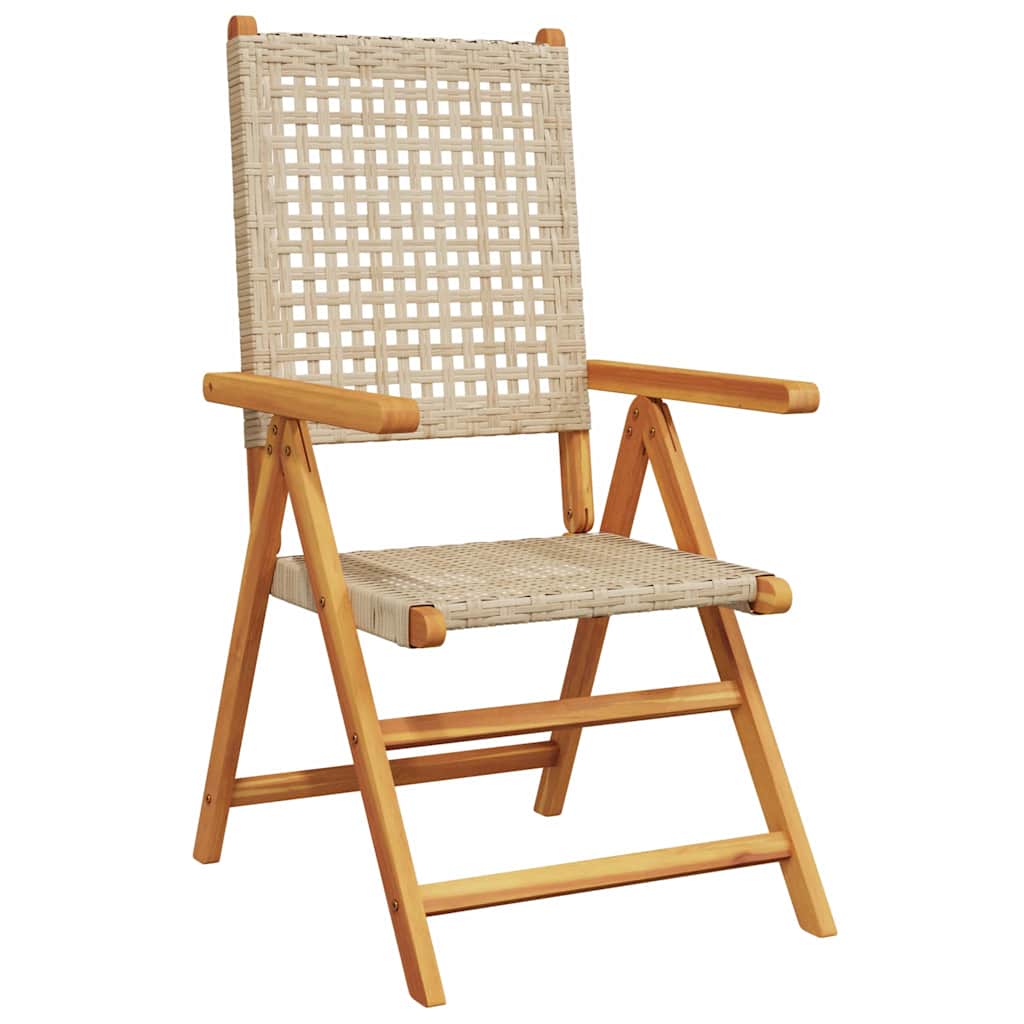 Garden Dining Set 7 pcs Beige Solid acacia wood and poly rattan