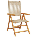 Garden Dining Set 7 pcs Beige Solid acacia wood and poly rattan