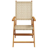Garden Dining Set 7 pcs Beige Solid acacia wood and poly rattan