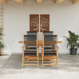 Garden Dining Set Folding 5 pcs Black Solid Acacia Wood