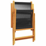 Garden Dining Set 5 pcs Black Solid acacia wood and poly rattan