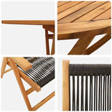 Garden Dining Set 7 pcs Black Solid acacia wood and poly rattan