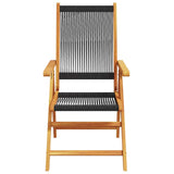 Garden Dining Set 7 pcs Black Solid acacia wood and poly rattan