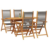 Garden Dining Set 5 pcs Grey Solid acacia wood and poly rattan