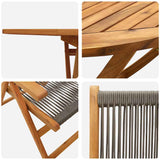 Garden Dining Set 7 pcs Grey Solid acacia wood and poly rattan