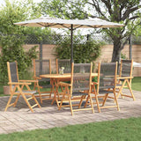 Garden Dining Set 7 pcs Grey Solid acacia wood and poly rattan
