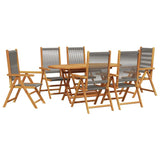 Garden Dining Set 7 pcs Grey Solid acacia wood and poly rattan
