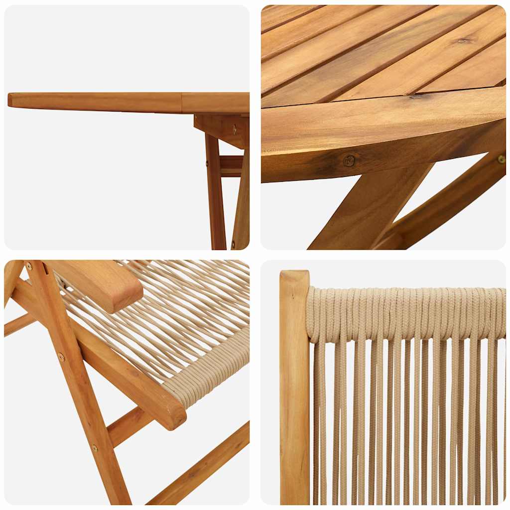 Garden Dining Set 5 pcs Beige Solid acacia wood and poly rattan