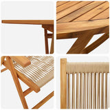Garden Dining Set 5 pcs Beige Solid acacia wood and poly rattan