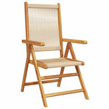 Garden Dining Set 5 pcs Beige Solid acacia wood and poly rattan