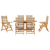 Garden Dining Set Folding 7 pcs Beige Solid Acacia Wood