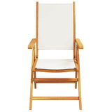 Garden Dining Set Folding 5 pcs Cream white Solid acacia wood