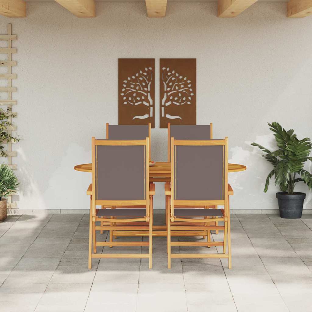 Garden Dining Set Folding 5 pcs Anthracite Solid acacia wood