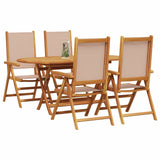 Garden Dining Set Folding 5 pcs Taupe Solid acacia wood