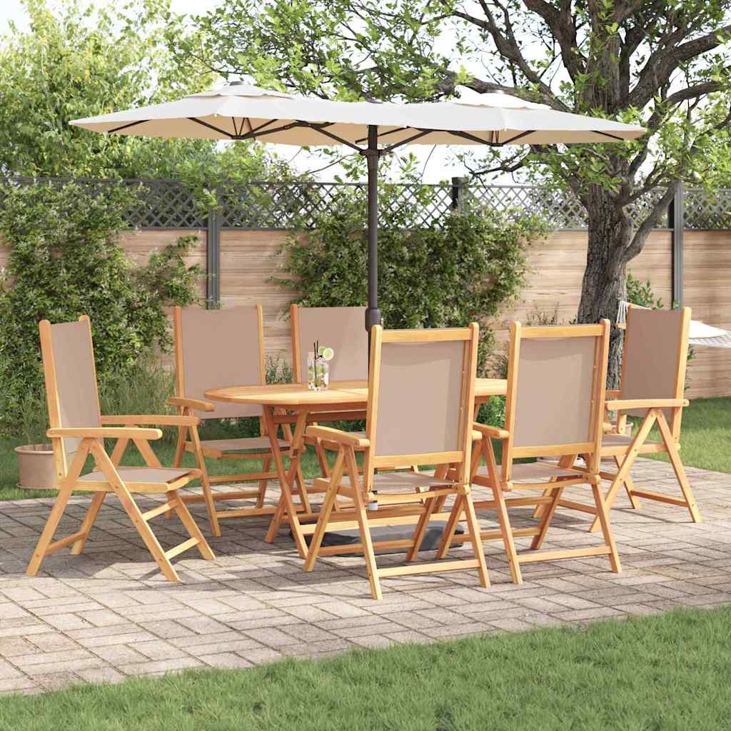 Garden Dining Set Folding 7 pcs Taupe Solid acacia wood