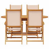 Garden Dining Set Folding 5 pcs Beige Solid acacia wood
