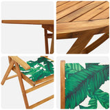 Garden Dining Set Folding 5 pcs Leaf pattern Solid acacia wood