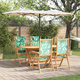 Garden Dining Set Folding 5 pcs Leaf pattern Solid acacia wood