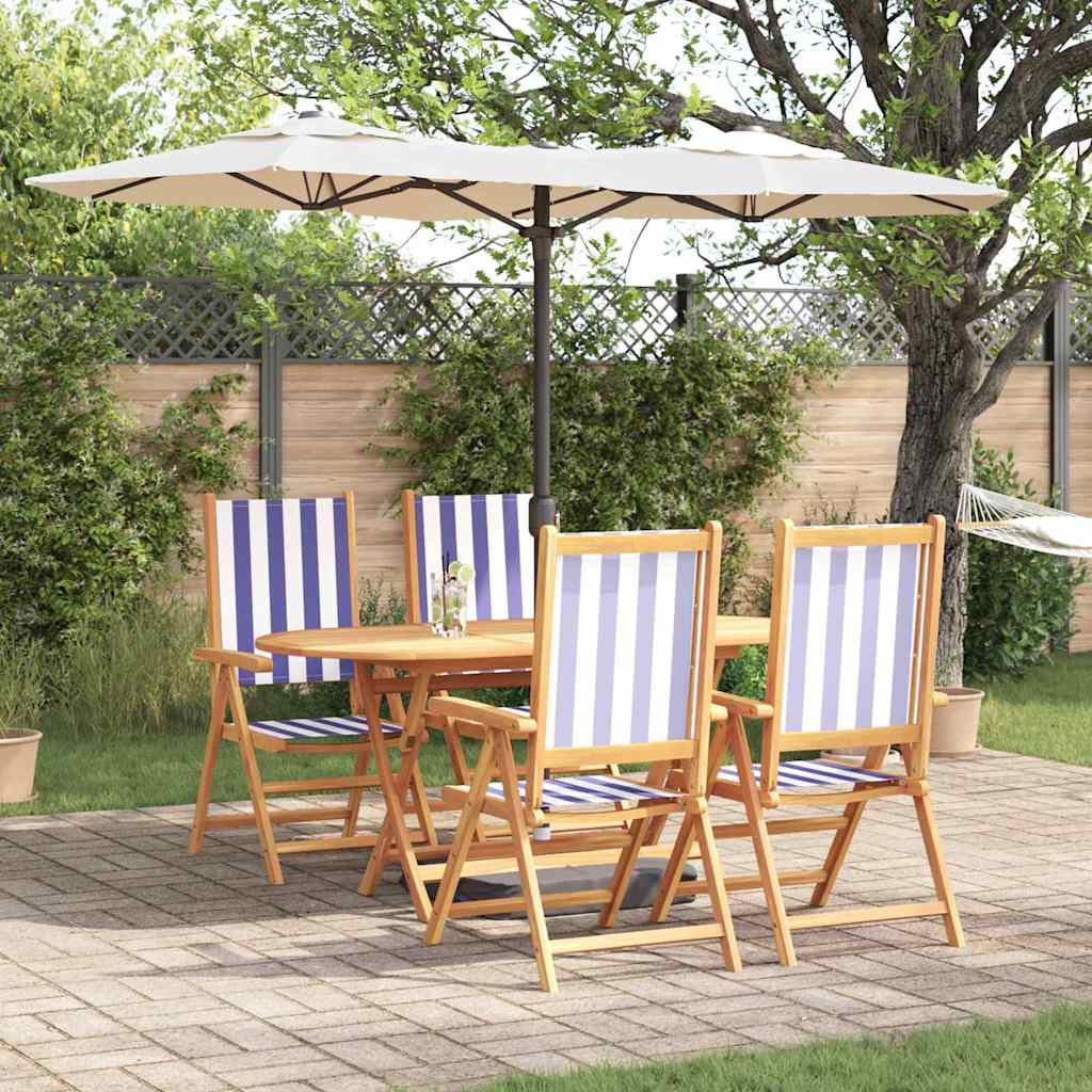 Garden Dining Set 5 pcs Blue and white Solid acacia wood