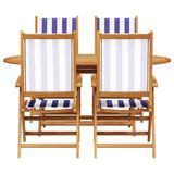 Garden Dining Set 5 pcs Blue and white Solid acacia wood