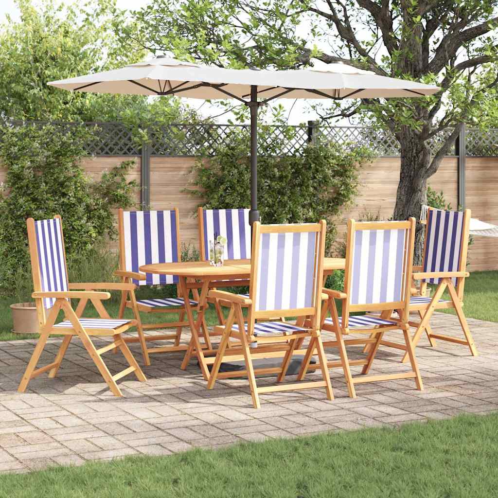 Garden Dining Set 7 pcs Blue and white Solid acacia wood