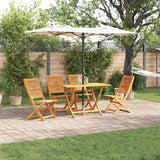 Garden Dining Set Folding 5 pcs Brown Solid acacia wood