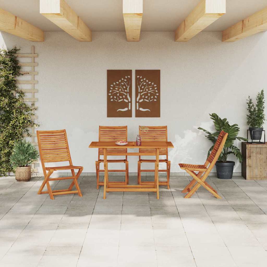 Garden Dining Set Folding 5 pcs Brown Solid acacia wood