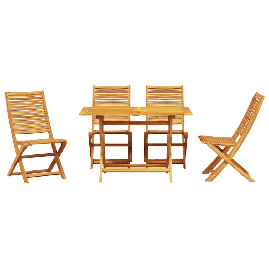 Garden Dining Set Folding 5 pcs Brown Solid acacia wood