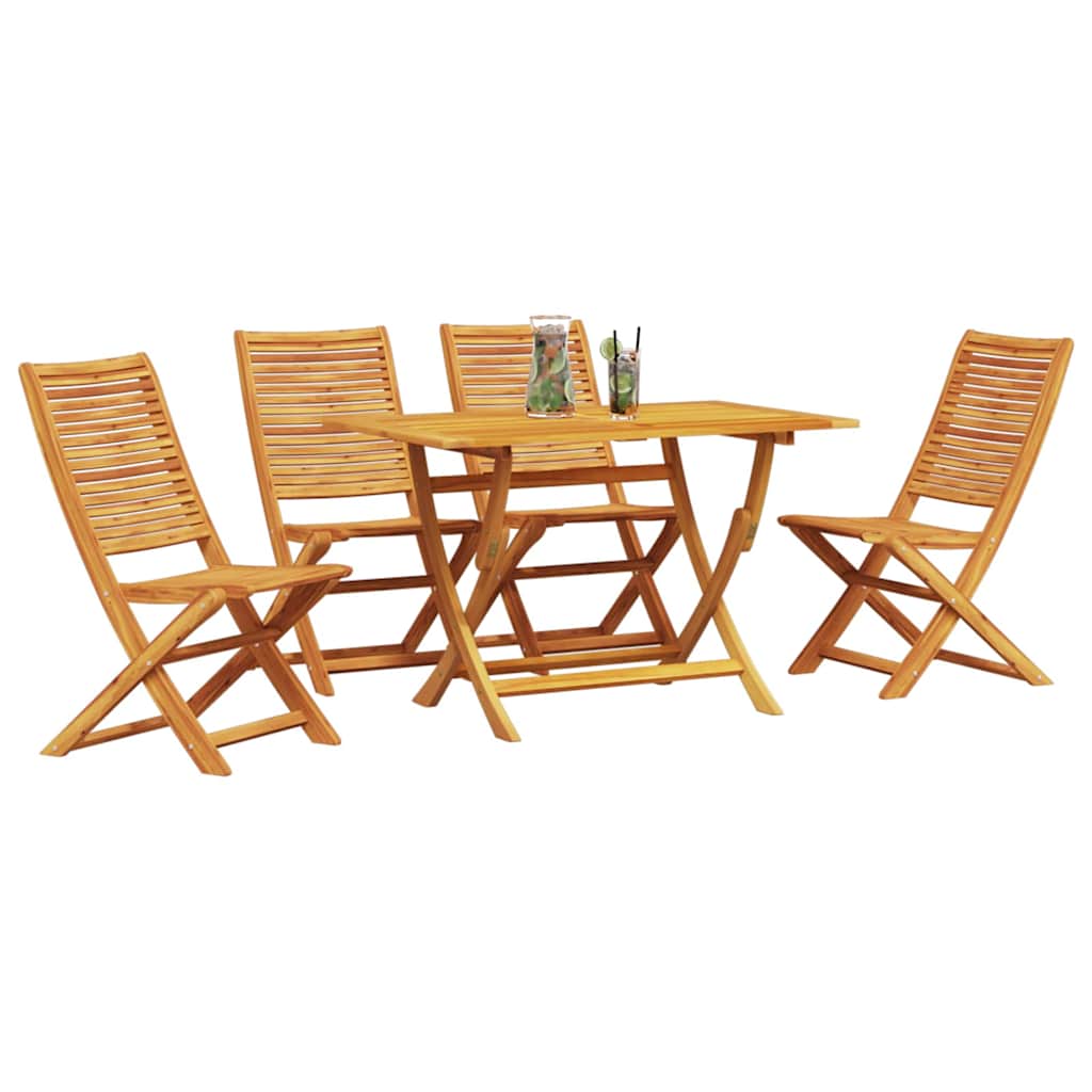 Garden Dining Set Folding 5 pcs Brown Solid acacia wood