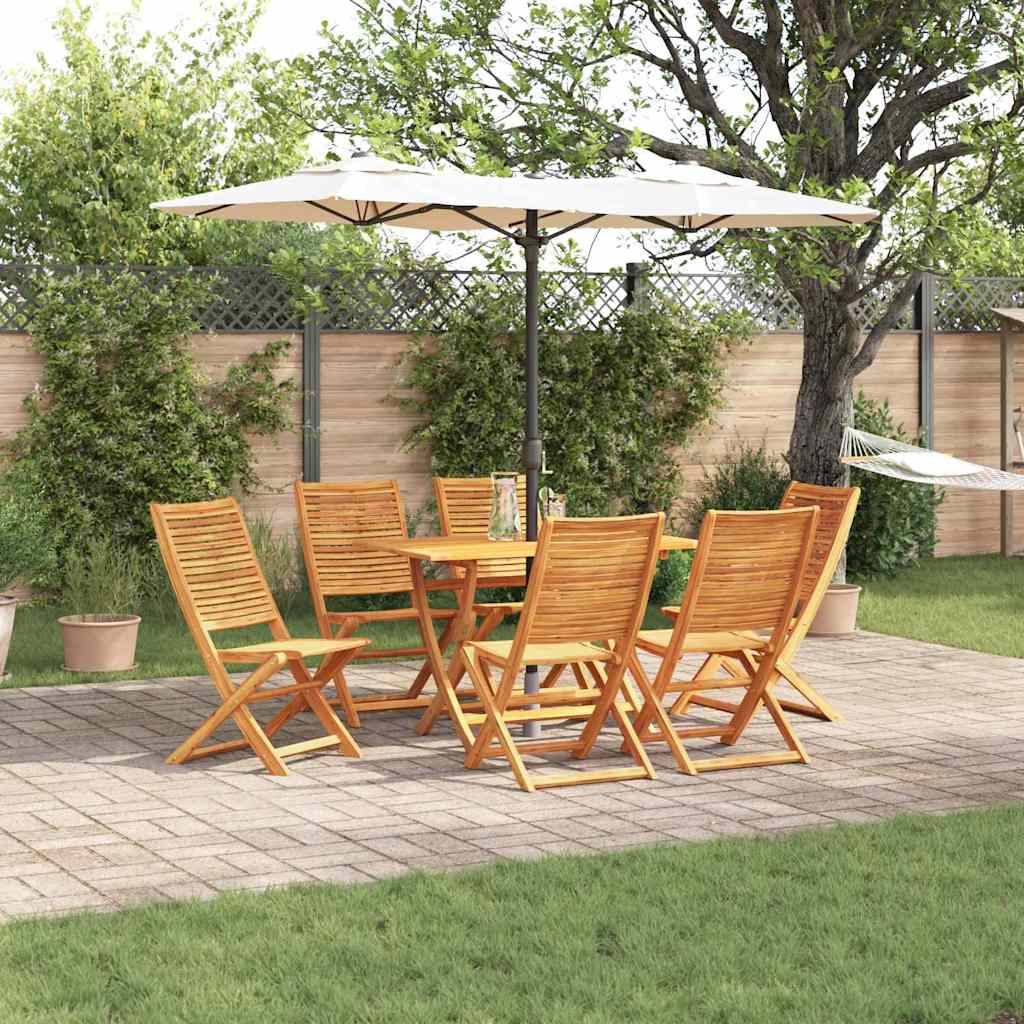 Garden Dining Set Folding 7 pcs Brown Solid acacia wood